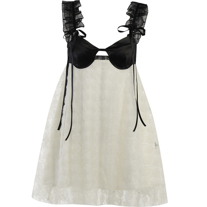 "ALINA" TWO-TONE WORKED LACE DRESS
