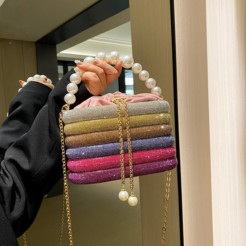 "ROSE" RHINESTONE AND PEARL BAG