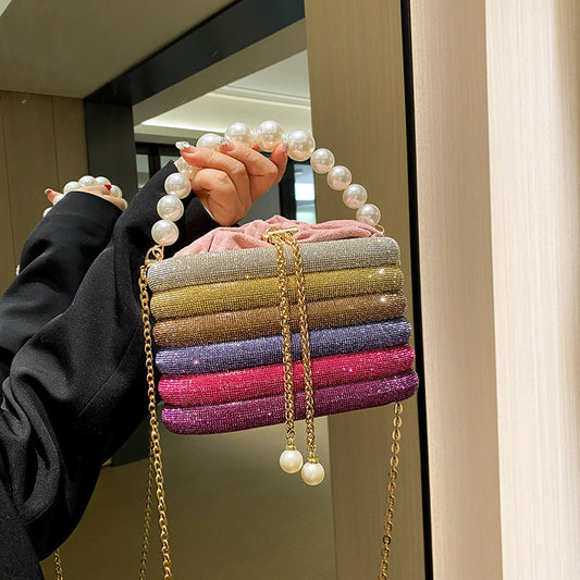BORSA STRASS E PERLE "ROSE"