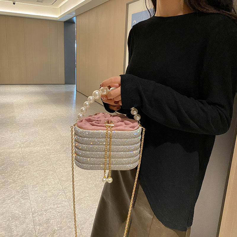 "ROSE" RHINESTONE AND PEARL BAG