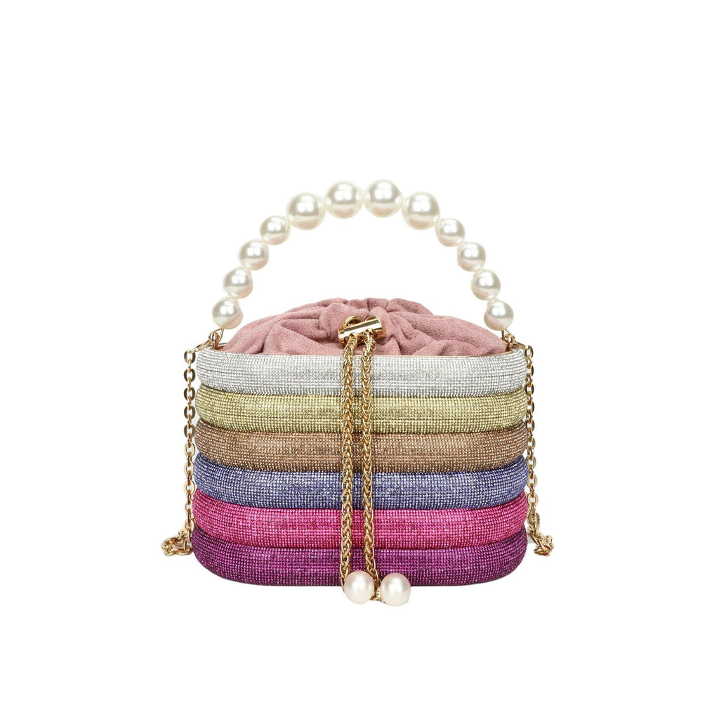 "ROSE" RHINESTONE AND PEARL BAG