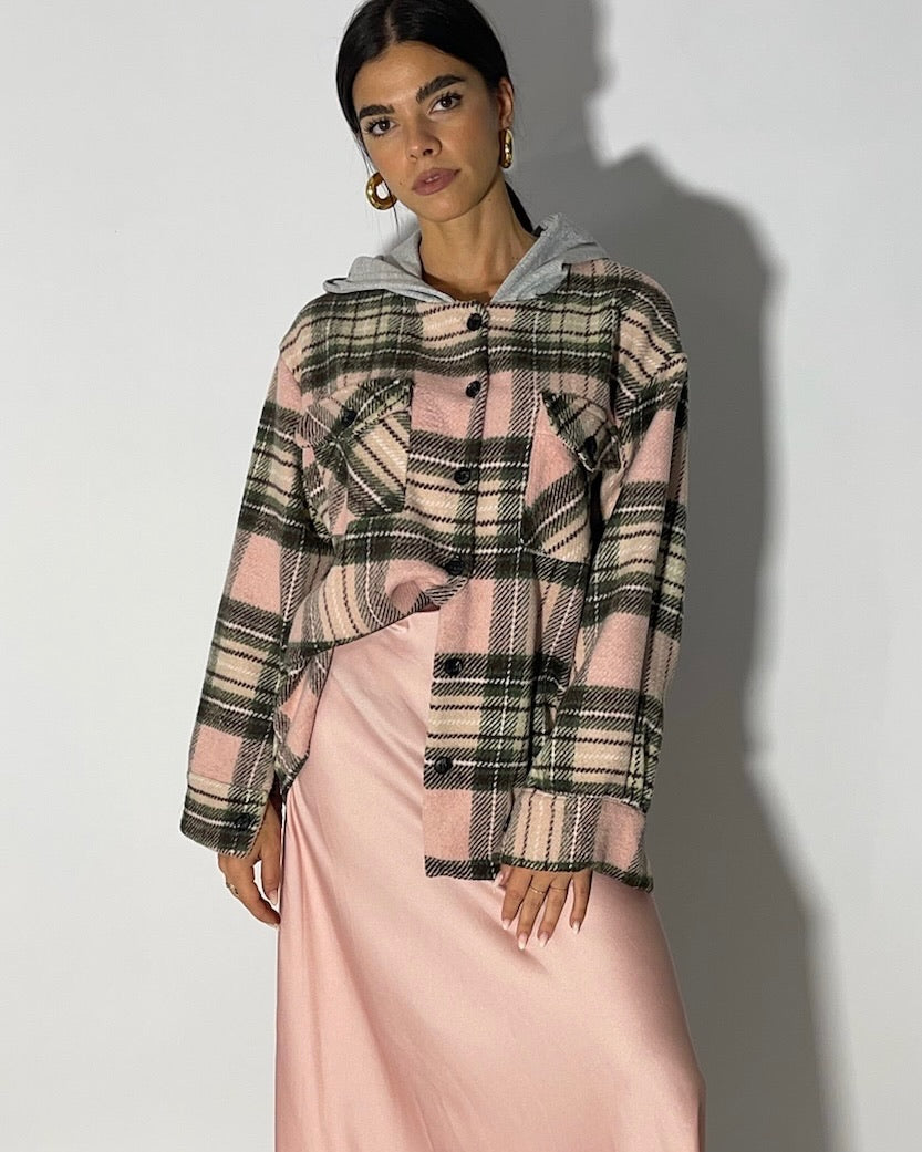 GIUBBINO A CAMICIA IN CHECK CON CAPPUCCIO "LISA"