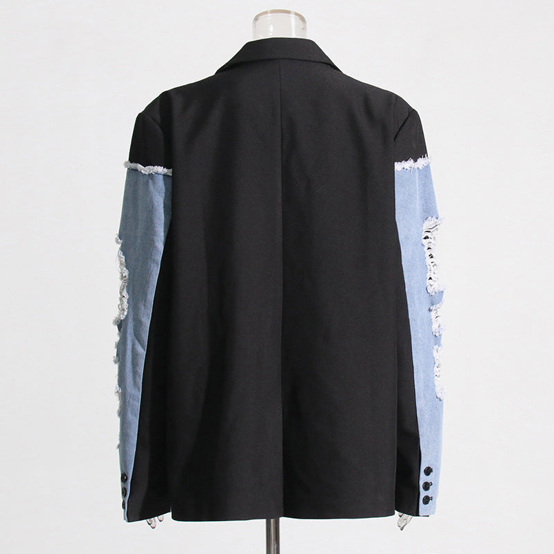 BLAZER OVERSIZE CON INSERTI IN DENIM