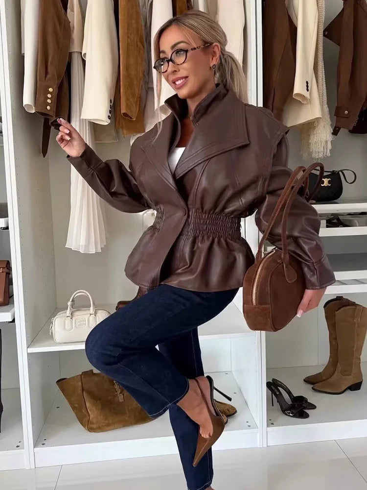 GIUBBOTO IN ECOPELLE MANICHE A SBUFFO