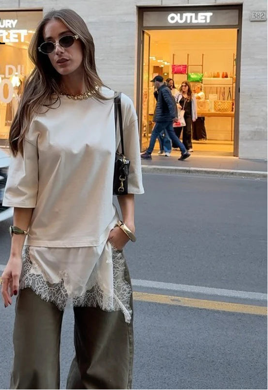 MAXI MAGLIA COMBINATA PIZZO