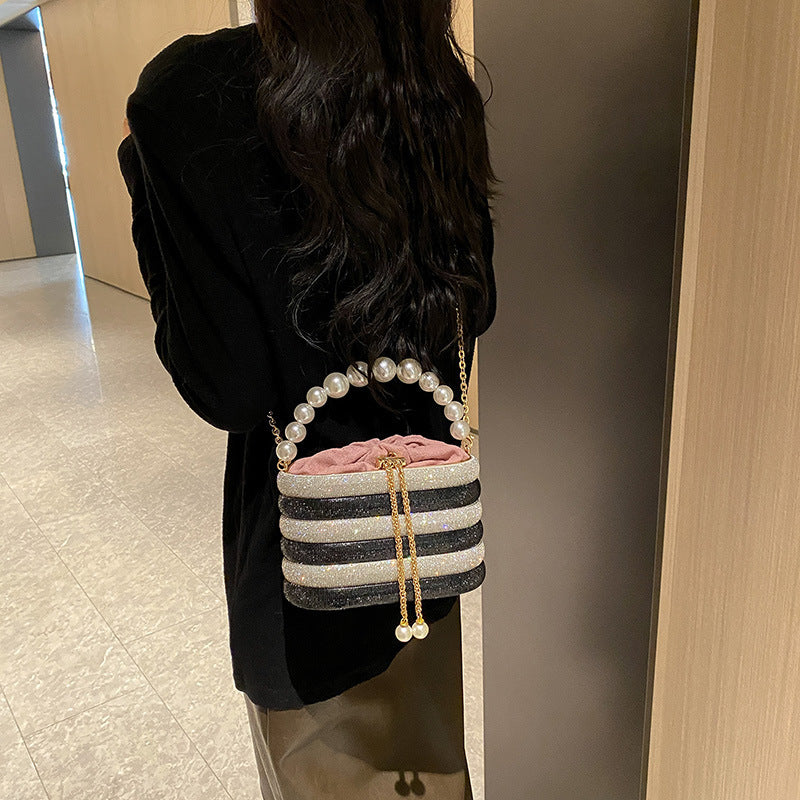 "ROSE" RHINESTONE AND PEARL BAG
